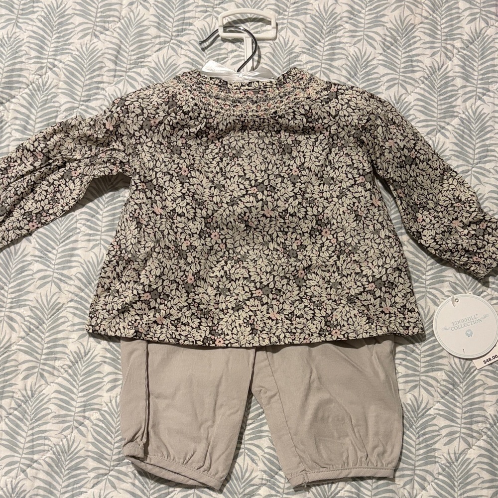 Edgehill Collection Black and White Floral Kids Pajama Set